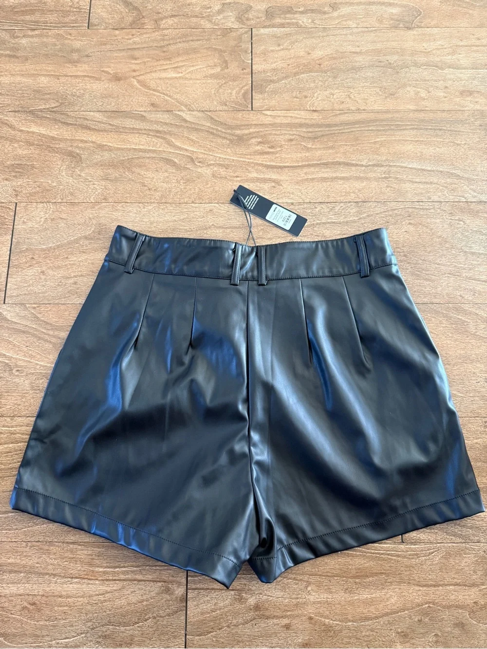 Fashion Nova Black High-Waist Faux Leather Shorts